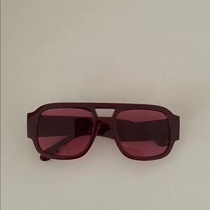 Burgandy Aviator Plastic Sunglasses Red
